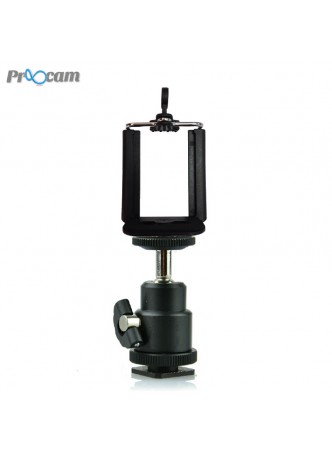 Proocam Mini Ball Head mount BRK-01 with Mobile Holder for Phone bracket to DSLR Camera